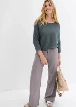 Oversize Ripp-Pullover aus Viskose-Mix