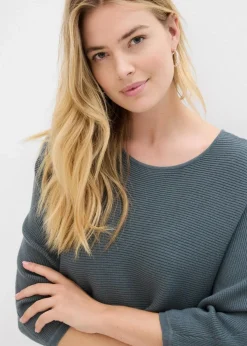 Oversize Ripp-Pullover aus Viskose-Mix