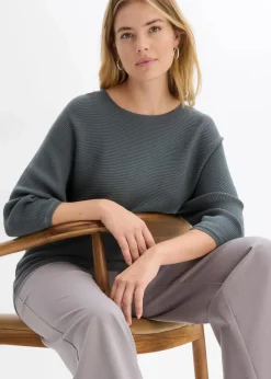 Oversize Ripp-Pullover aus Viskose-Mix