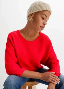 Oversize Ripp-Pullover aus Viskose-Mix