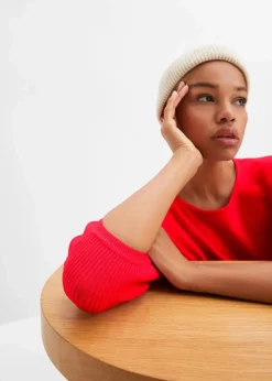 Oversize Ripp-Pullover aus Viskose-Mix