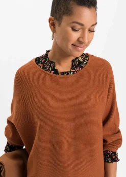 Oversize Ripp-Pullover aus Viskose-Mix