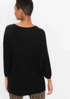 Oversize Ripp-Pullover aus Viskose-Mix