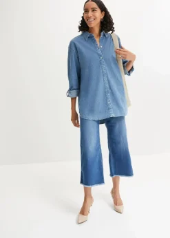 Oversize Stretch-Jeansbluse