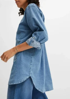Oversize Stretch-Jeansbluse