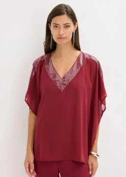Oversize-Bluse mit Pailletten-Einsatz
