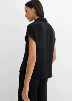 Oversized Bluse aus strukturiertem Crêpe