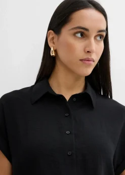 Oversized Bluse aus strukturiertem Crêpe