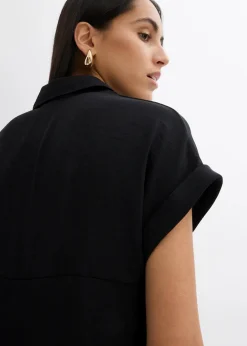 Oversized Bluse aus strukturiertem Crêpe