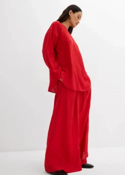 Oversized Tunikabluse aus strukturiertem Crinkle-Viskose-Mix