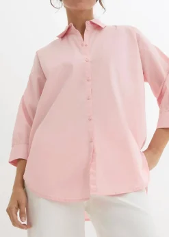 Oversize-Hemd aus Baumwolle mit 3/4 Arm