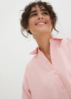 Oversize-Hemd aus Baumwolle mit 3/4 Arm