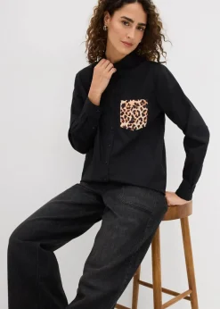 Oversize-Hemd mit Kontrast Tasche