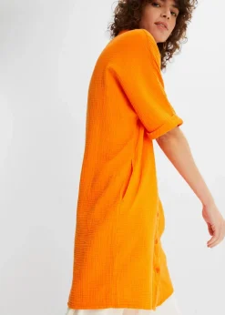 Oversize-Longbluse aus softem Musselin