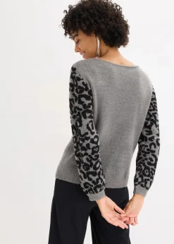 Oversize-Pullover mit Leo-Muster