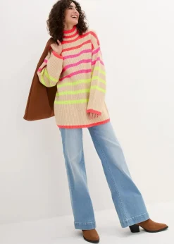 Oversize-Pullover mit Neonstreifen