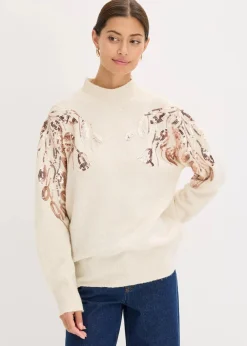 Oversize-Pullover mit Pailletten