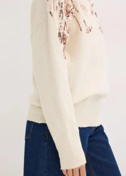 Oversize-Pullover mit Pailletten