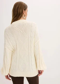 Oversize-Pullover mit Zopfmuster