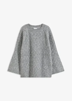 Oversize-Pullover mit Zopfmuster