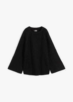 Oversize-Pullover mit Zopfmuster