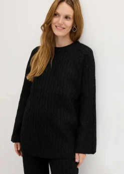 Oversize-Pullover mit Zopfmuster