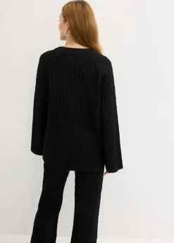 Oversize-Pullover mit Zopfmuster