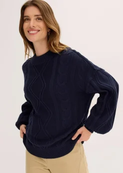 Oversize-Pullover mit Zopfmuster