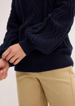 Oversize-Pullover mit Zopfmuster