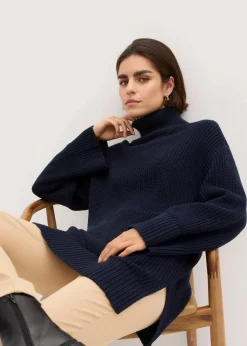 Oversize-Rollkragenpullover aus Baumwoll-Mix