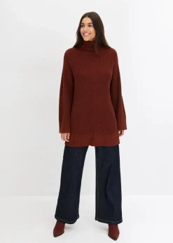 Oversize-Rollkragenpullover aus Baumwoll-Mix