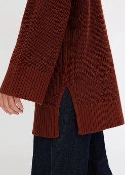 Oversize-Rollkragenpullover aus Baumwoll-Mix