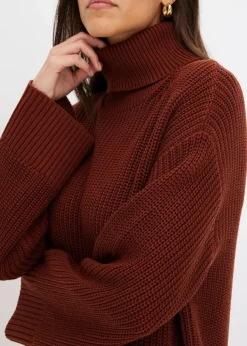 Oversize-Rollkragenpullover aus Baumwoll-Mix