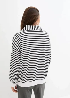 Oversize-Sweatshirt mit V-Ausschnitt und Polokragen