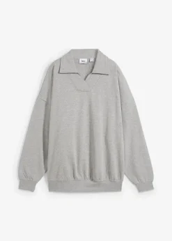 Oversize-Sweatshirt mit V-Ausschnitt und Polokragen