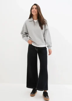 Oversize-Sweatshirt mit V-Ausschnitt und Polokragen