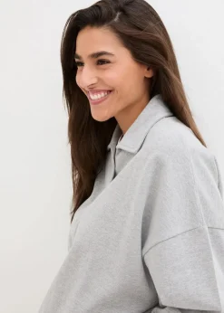 Oversize-Sweatshirt mit V-Ausschnitt und Polokragen