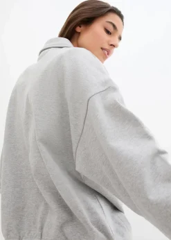 Oversize-Sweatshirt mit V-Ausschnitt und Polokragen
