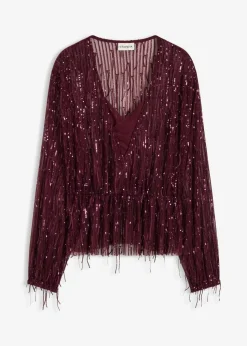 Pailletten-Bluse mit Fransen
