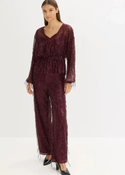 Pailletten-Bluse mit Fransen
