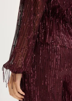 Pailletten-Bluse mit Fransen