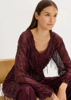 Pailletten-Bluse mit Fransen