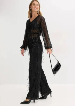 Paillettenhose mit Fransen