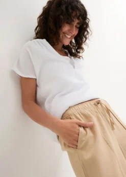 Palazzo-Hose aus leichtem Leinen-Viskose-Mix