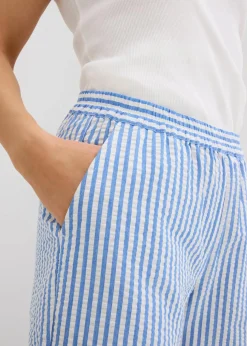 Palazzo-Hose aus Seersucker, 7/8 Länge