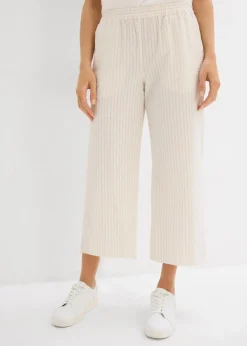 Palazzo-Hose aus Seersucker, 7/8 Länge