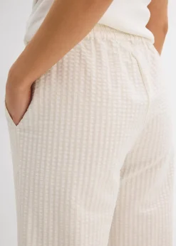 Palazzo-Hose aus Seersucker, 7/8 Länge
