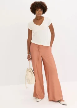 Palazzo-Hose aus strukturiertem Viskose-Mix