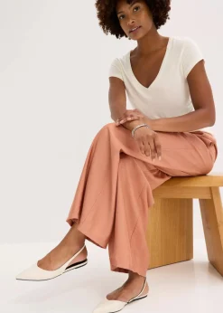 Palazzo-Hose aus strukturiertem Viskose-Mix