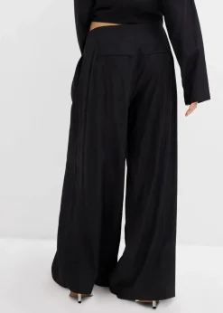 Palazzo-Hose aus strukturiertem Crinkle-Viskose-Mix